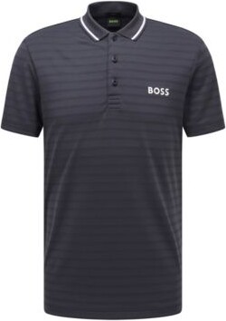 HUGO BOSS Knitted-stripe slim-fit polo shirt with contrast branding