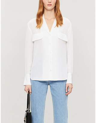 Frame Revere-collar silk blouse