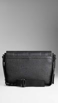 Thumbnail for your product : Burberry Small Embossed Check Detail Leather Messenger Bag