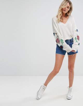 Wildfox Couture Wildlife Beaded Embroidery Jumper