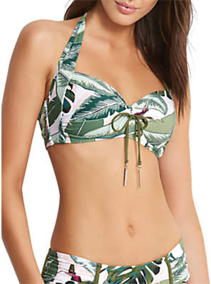 Seafolly Palm Beach Soft Cup Halter Bikini Top, Moss/Multi