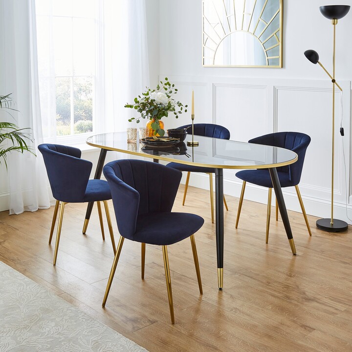 Dunelm Kendall Dining Chair, Velvet Blue ShopStyle