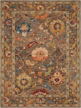 Hokku Designs Machine Washable Orange Brown Beige Ethnic Pattern Modern Decorative Woven Base Rug