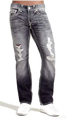 True Religion Men's Bootcut Straight Leg Super T Distress Jeans in