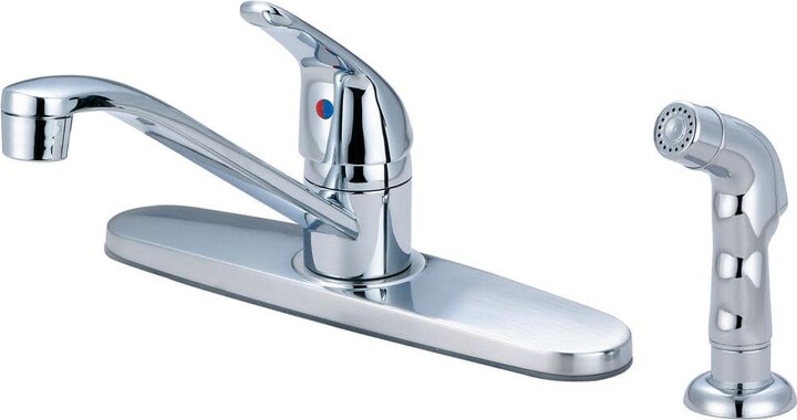 Olympia Single-Handle Standard Kitchen Faucet with Side Spray in Polished Chrome