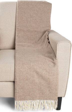 TJMAXX Australian Merino Wool And Cashmere Blend Checkered Throw, Merino Wool/Cashmere