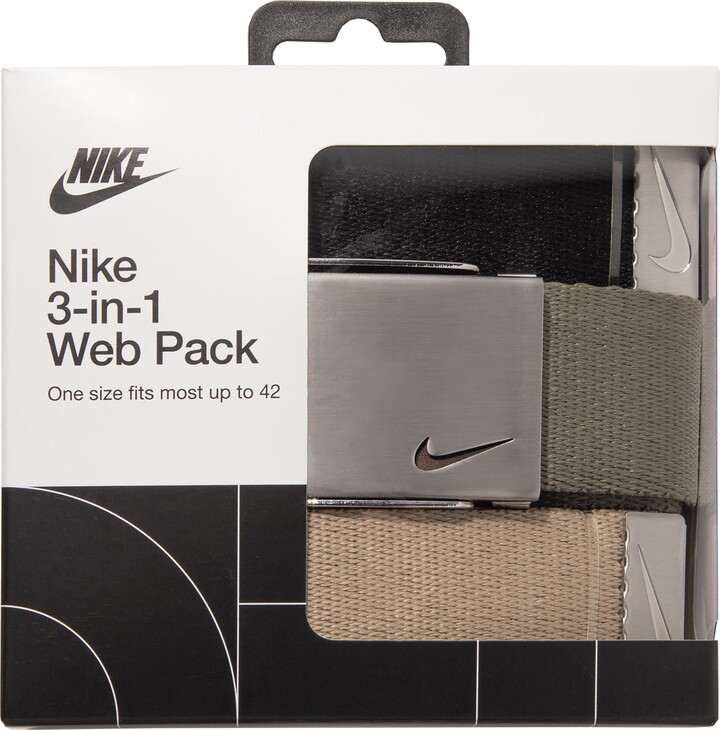 Nike Men's Web Golf Belt 3-Pack, No Size, Black/White/Grey