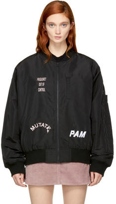 Perks And Mini SSENSE Exclusive Black Hard Synth Embroidered MA-1 Bomber Jacket