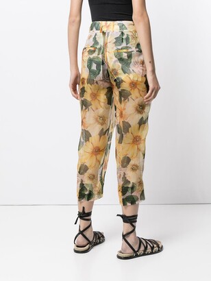Dolce & Gabbana Floral-Print Sheer Trousers