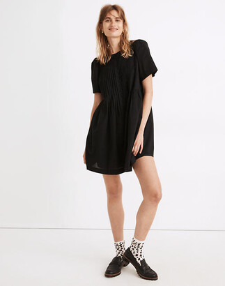 Madewell Lace-Trim Pintuck Button-Front Mini Dress