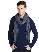 Thumbnail for your product : Gucci navy cotton GG end frayed gauze scarf