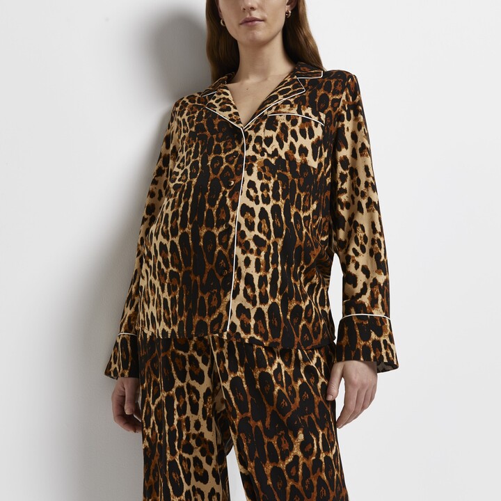 Silk Leopard Satin Animal Print Pyjamas River Island Silk Animal