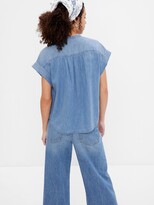 Thumbnail for your product : Gap Denim Shirred Button-Front Shirt with Washwell