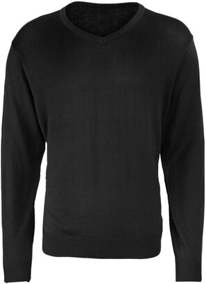 Adults Plain Long Sleeves V Neck Knitted Sweater Mens Casual Winter Wear Jumper 