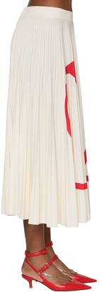 Valentino Vlogo Print Pleated Jersey Midi Skirt