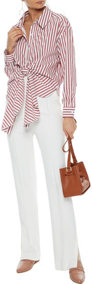 Rosie Assoulin Tie-front Striped Cotton-blend Poplin Shirt