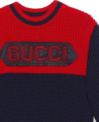 Gucci Children Gucci patch crew neck jumper