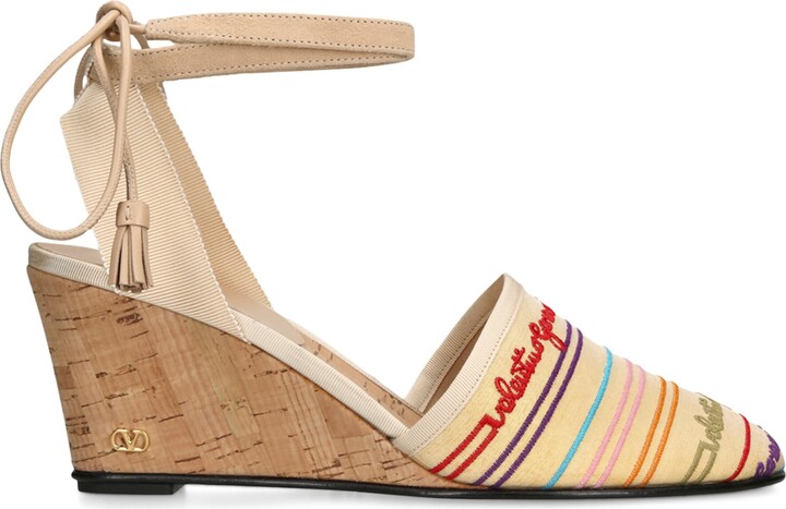Valentino Garavani Embroidered Cruisette Wedge Heels 75