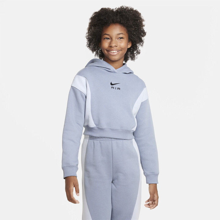 Nike Air Big Kids' (Girls') French Terry Cropped Hoodie in Blue - ShopStyle