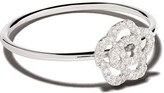 Thumbnail for your product : Ef Collection 14kt White Gold Diamond Rose Stack Ring
