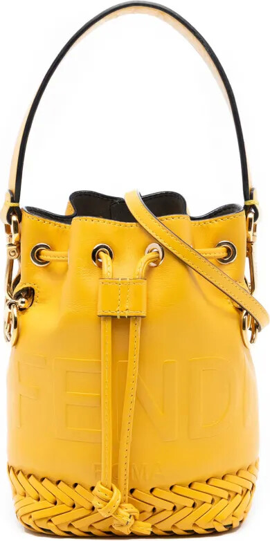 Fendi Pre-Owned 2010-2026 Mini Embossed Leather Whipstitch Mon Tresor Bucket Bag satchel