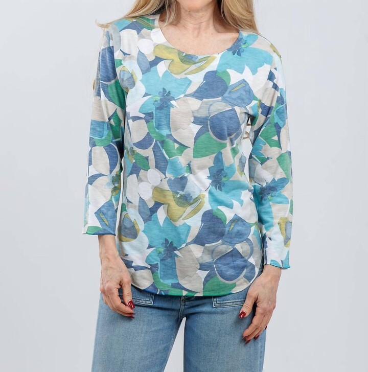 Nally & Millie Lexi 3/4 Sleeve Tee In Blue Multi
