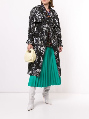 MSGM Floral Print Belted Trench Coat