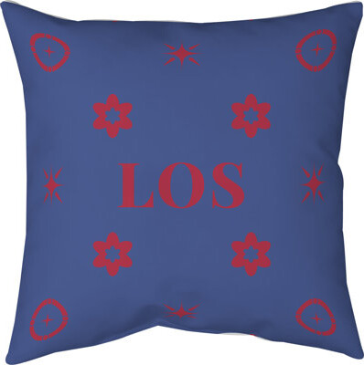 Khieu Los Angeles Basketball Colors Red Blue White Cotton Twill Pillow 14 Inch X 14 Inch