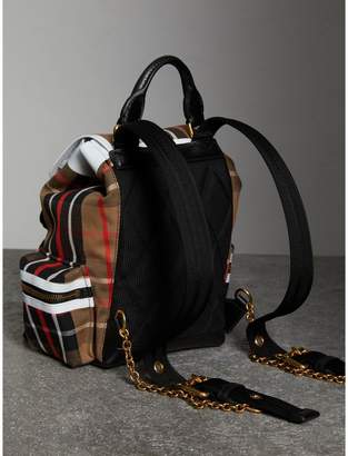 Burberry The Small Rucksack in Check Cotton and Leather