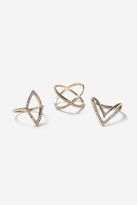 Thumbnail for your product : Geometric rhinestone ring pack