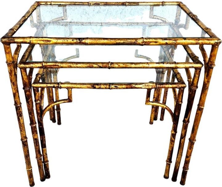 1stDibs Vintage Nesting Tables Gilded Faux Bamboo Set Of 3