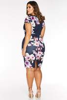 Thumbnail for your product : Quiz Curve Navy Pink and Purple Floral Midi Dress