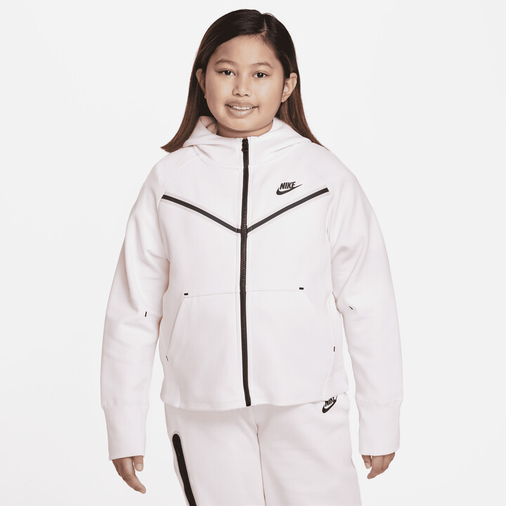 Nike Sportswear Tech Fleece Windrunner Big Kids' (Girls') Full-Zip Hoodie  (Extended Size) in Pink - ShopStyle