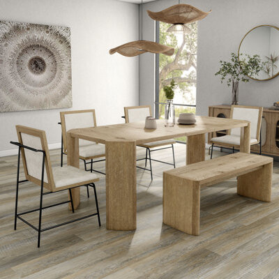 Red Barrel Studio 6 Piece Wooden Dining Set With Bench In Oak And Beige