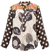 Thumbnail for your product : La Prestic Ouiston Romee Floral And Polka-dot Silk-twill Blouse - Black White