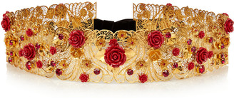 Dolce & Gabbana Swarovski crystal-embellished gold-plated waist belt