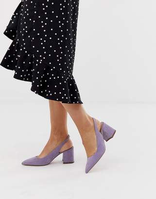 ASOS Design DESIGN Wide Fit Samson slingback mid heels in lilac