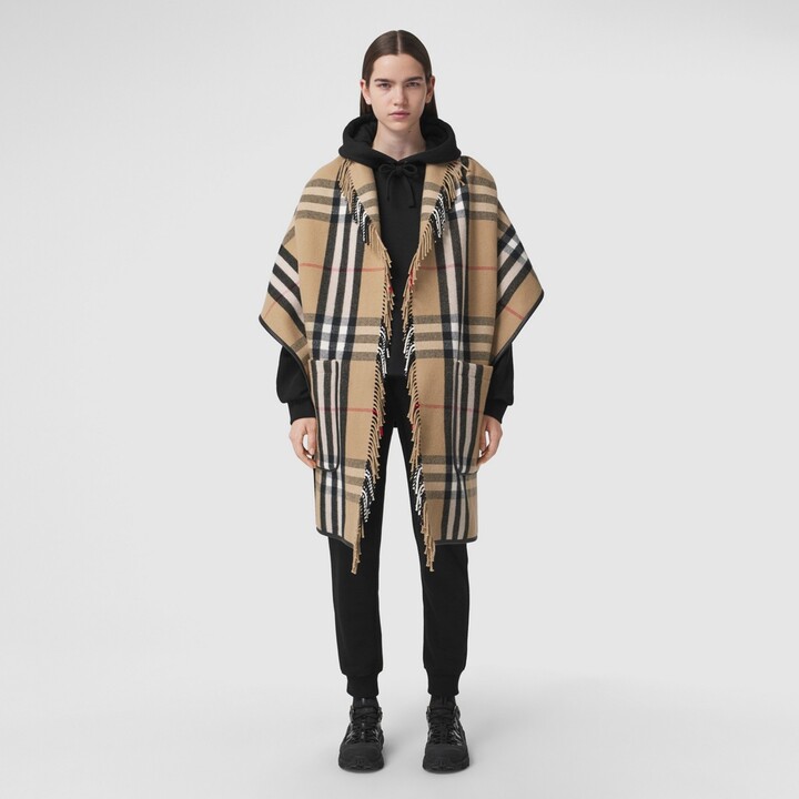 WSSBK Soft Plush Lamb Wool Cape Home Clothes Doublelayer Wearable Plaid Blanket Women Winter Warm Wrap Size : 100140CM 