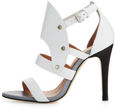 Thumbnail for your product : L.A.M.B. Gareth Cutout Studded Leather Sandal, White