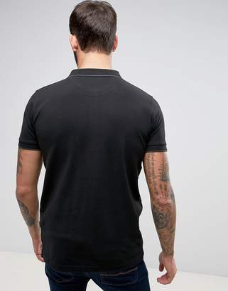 Lindbergh Tipped Pique Polo Logo Regular Fit In Black