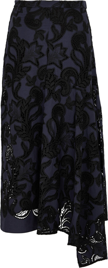 Erdem Lace-panelled Midi Skirt