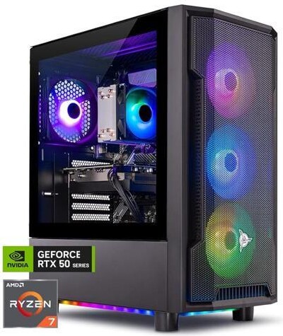Skytech Shadow Gaming PC Desktop, Ryzen 7 5700 3.7 GHz (4.6GHz Turbo), NVIDIA RTX 5060 8GB, 1TB NVMe SSD, 32GB DDR4 RAM 3200, 650W GOLD PSU, Wi-Fi,...
