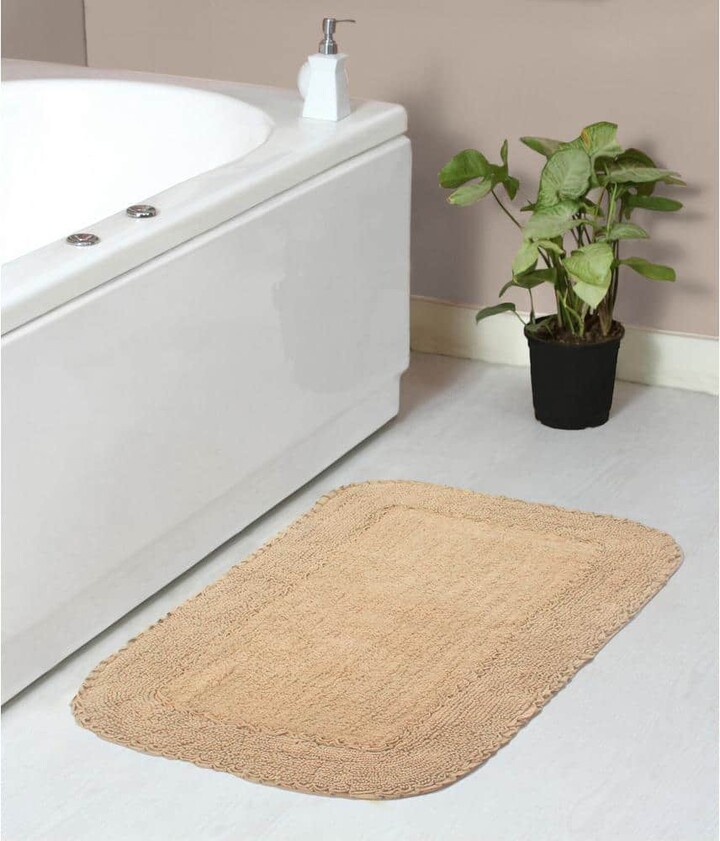 HOME WEAVERS INC Radiant Collection 100% Cotton Bath Rugs Set, 21x34 Rectangle, Linen