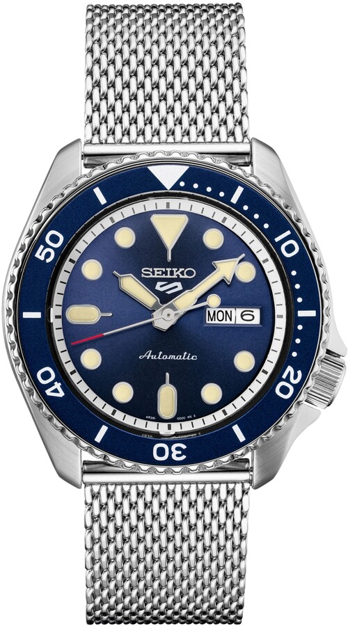 Seiko Men's Automatic 5 Sports Stainless Steel Mesh Bracelet Watch 42.5mm