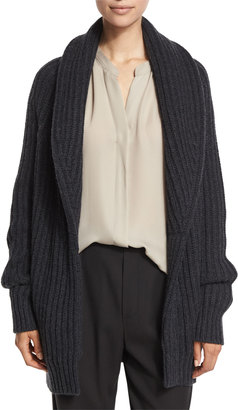 Vince Ribbed Cardigan-Style Car Coat