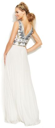 Xscape Evenings Sleeveless Tribal Sequin Gown