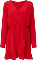Thumbnail for your product : Miss Selfridge Red Wrap Long Sleeve Dress