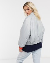 Thumbnail for your product : ASOS DESIGN cropped bomber jacket in grey