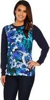 Thumbnail for your product : Isaac Mizrahi Live! Photoreal Floral Printed Woven Front Sweater