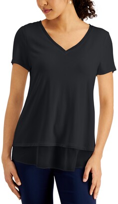 JM Collection Petite Chiffon-Trim Top, Created for Macy's